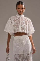 EVA LACE SHORT SLEEVE BUTTON DOWN