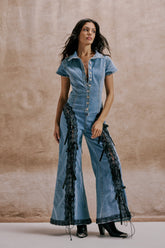 DIXIE LACE DENIM JUMPSUIT