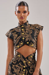 KAYLA BROCADE SLEEVELESS BLOUSE