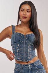 TAYLOR DENIM CORSET WITH GROMMET