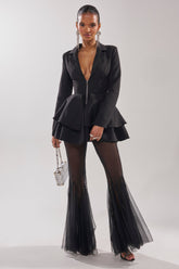 WORK HARD PLAY HARD BLAZER MESH JUMPSUIT