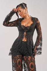 SUPER LUXE LACE TIE-FRONT BLOUSE