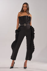 RUFFLE MY FEATHERS BLACK JUMPSUIT
