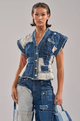 TOO MUCH GOING ON DENIM BUTTON DOWN
