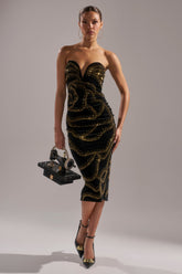 SHIMMER IN GOLD MIDI DRESS