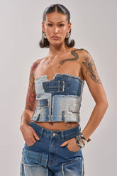 PATCH ME UP DENIM CORSET