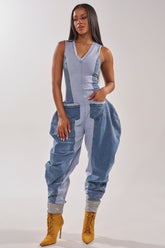 TALK OF THE STREET DENIM JUMPSUIT