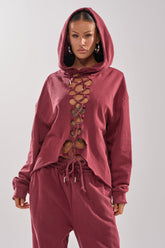 LACED UP FOR GOOD SWEATSHIRT IN PLUM