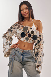 RESORT VIBES CROCHET CROP LONG SLEEVE