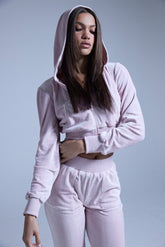 TAYLOR VELOUR FITTED ZIP UP IN PINK