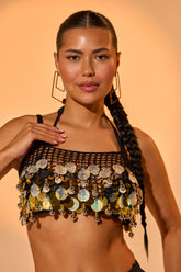 RESORT LIVING SEQUIN CROCHET TOP