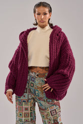 COZY CROCHET HOODED CARDIGAN