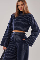 STRICTLY BUSINESS PINSTRIPE BLOUSE