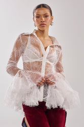 LADY LOVER LACE BUTTON DOWN