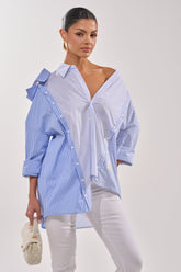 ALL OVER THE PLACE BLUE STRIPED BUTTON DOWN