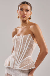 JUST A GIRL LACE CORSET IN WHITE
