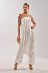 FROM THE CITY DROP CROTCH JUMPSUIT IN WHITE