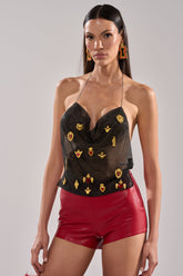 GILDED MESH HALTER TOP