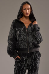 ELECTRIC LOVE RHINESTONE ZIP UP SWEATSHIRT