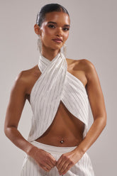 PRINCESS TREATMENT RHINESTONE HALTER TOP