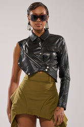 ALL FOR ME FAUX LEATHER BLOUSE