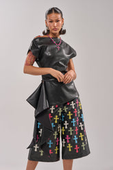 ALEXA FAUX LEATHER BLOUSE