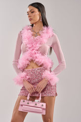RUFFLE CITY LONG SLEEVE LIGHT PINK BLOUSE