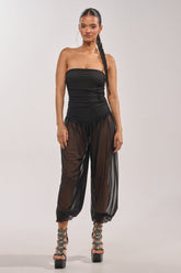 NO CHILL MESH JUMPSUIT IN BLACK