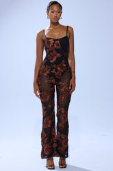 LAY IT LOW PRINTED MESH JUMPSUIT