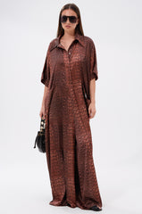 SHE'S RICH OVERSIZED SATIN JUMPSUIT IN CROC PRINT