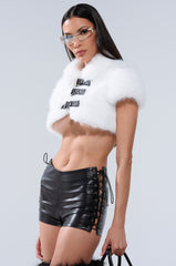 SNOW WHITE CROP FUR SWEATER