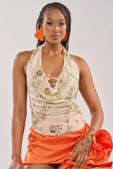 JULIE BABY YELLOW HALTER TOP WITH SEQUIN