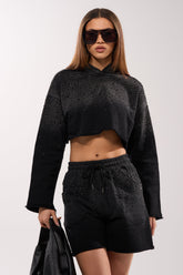 SPARKLE AND SHINE MINERAL WASHED CROPPED HOODIE