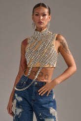 ITS YOUR TIME RHINESTONE MOCK NECK BLOUSE