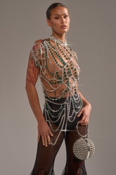 DANCING QUEEN RHINESTONE CHAIN TOP