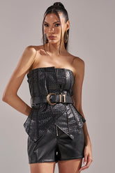 CLASSY GIRL FAUX LEATHER CORSET