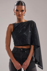 TOO HOT FOR YOU RHINESTONE MESH TOP