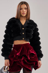 WILD HEART FAUX FUR CARDIGAN IN BLACK