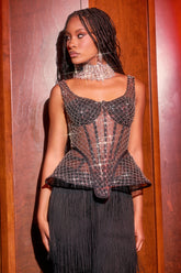 GLITZ AND GLAM SHEER RHINESTONE CORSET