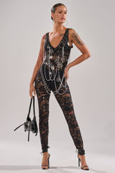BABY I AM THE PARTY LACE JUMPSUIT