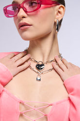 HEART ON LOCK NECKLACE SET