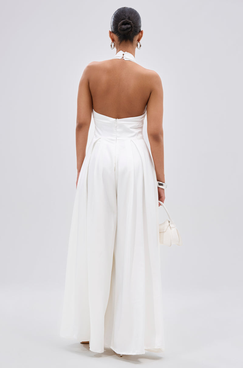 UNFORGETTABLE SATIN JUMPSUIT IN WHITE