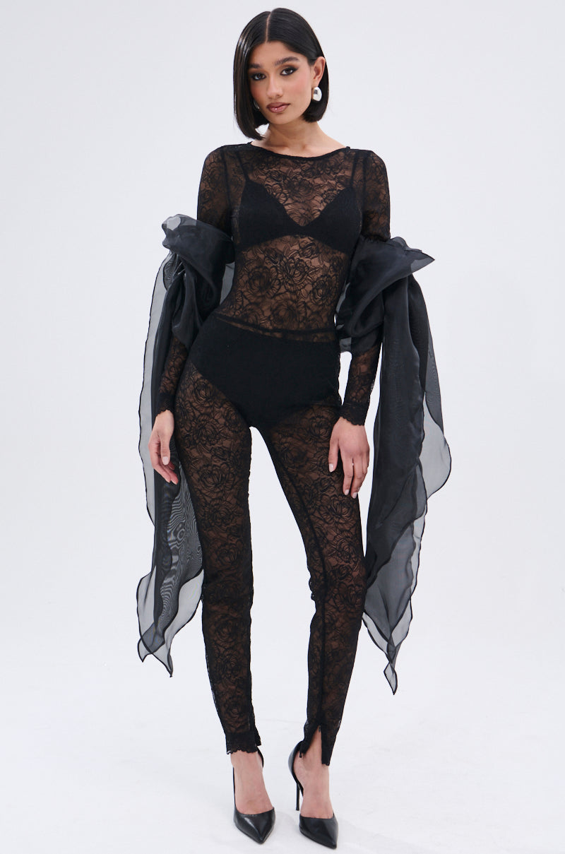 ONLY IF THERE'S BOTTLE SERVICE LACE JUMPSUIT