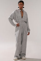 NEVER BUGGIN PRINTED FRENCH TERRY JUMPSUIT